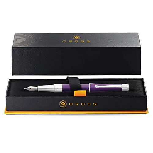 Cross Beverly Refillable Fountain Pen, Medium Nib, Includes Premium Gift Box - Deep Purple Lacquer Cross