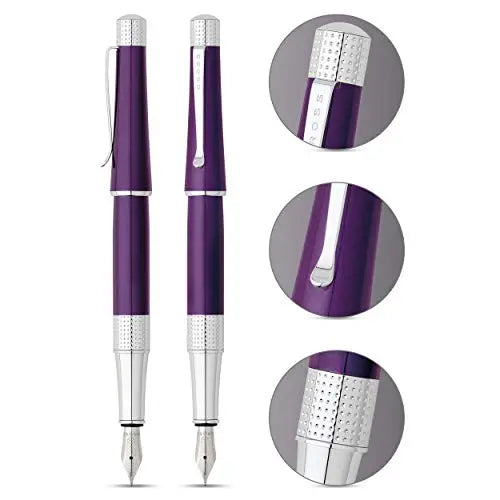 Cross Beverly Refillable Fountain Pen, Medium Nib, Includes Premium Gift Box - Deep Purple Lacquer Cross