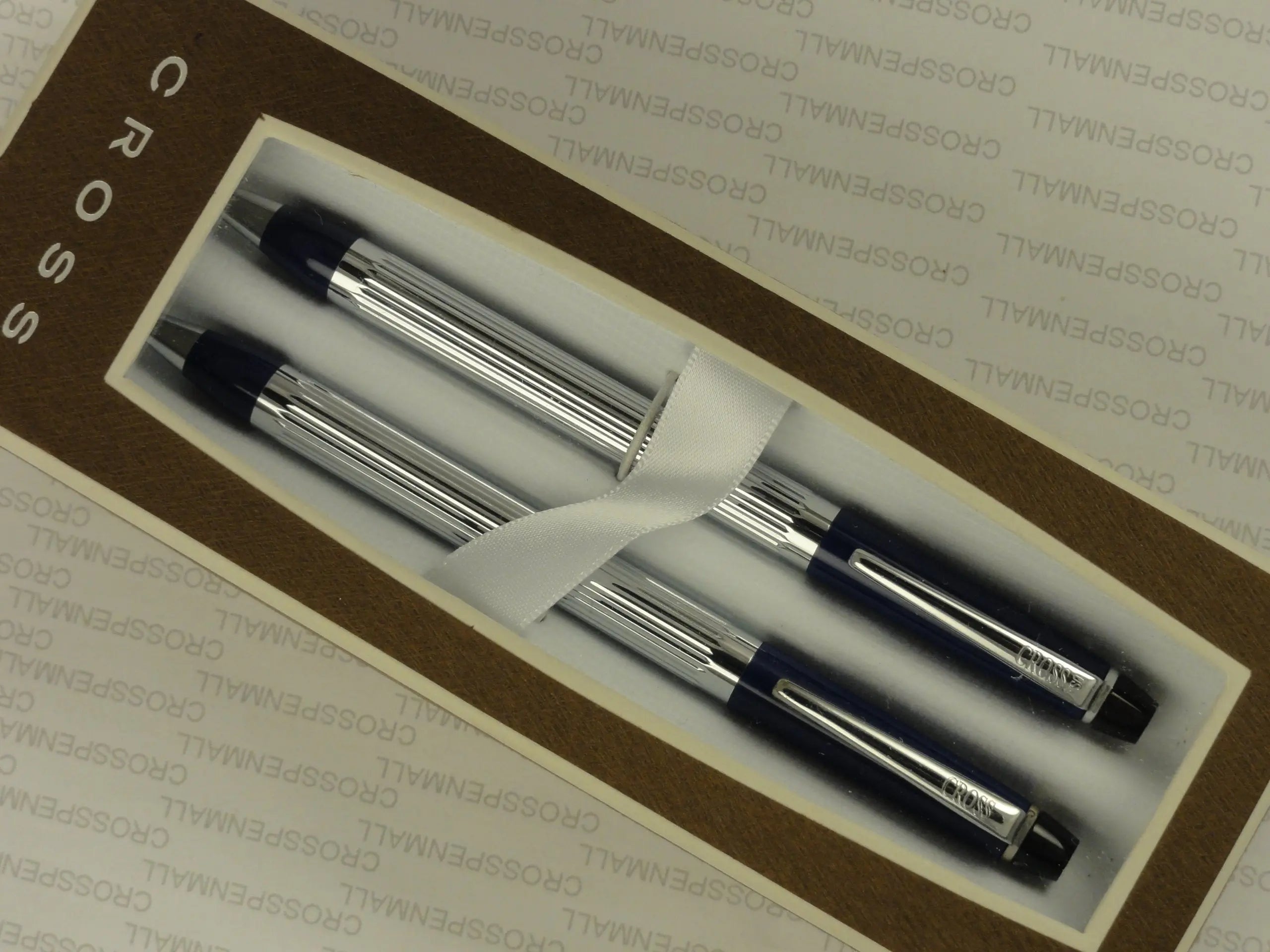Cross Blue Executive Series Art Deco Barrel Metropolis Midnight Blue Ballpoint Pen and 0.5MM Lead Pencil Set, My Store