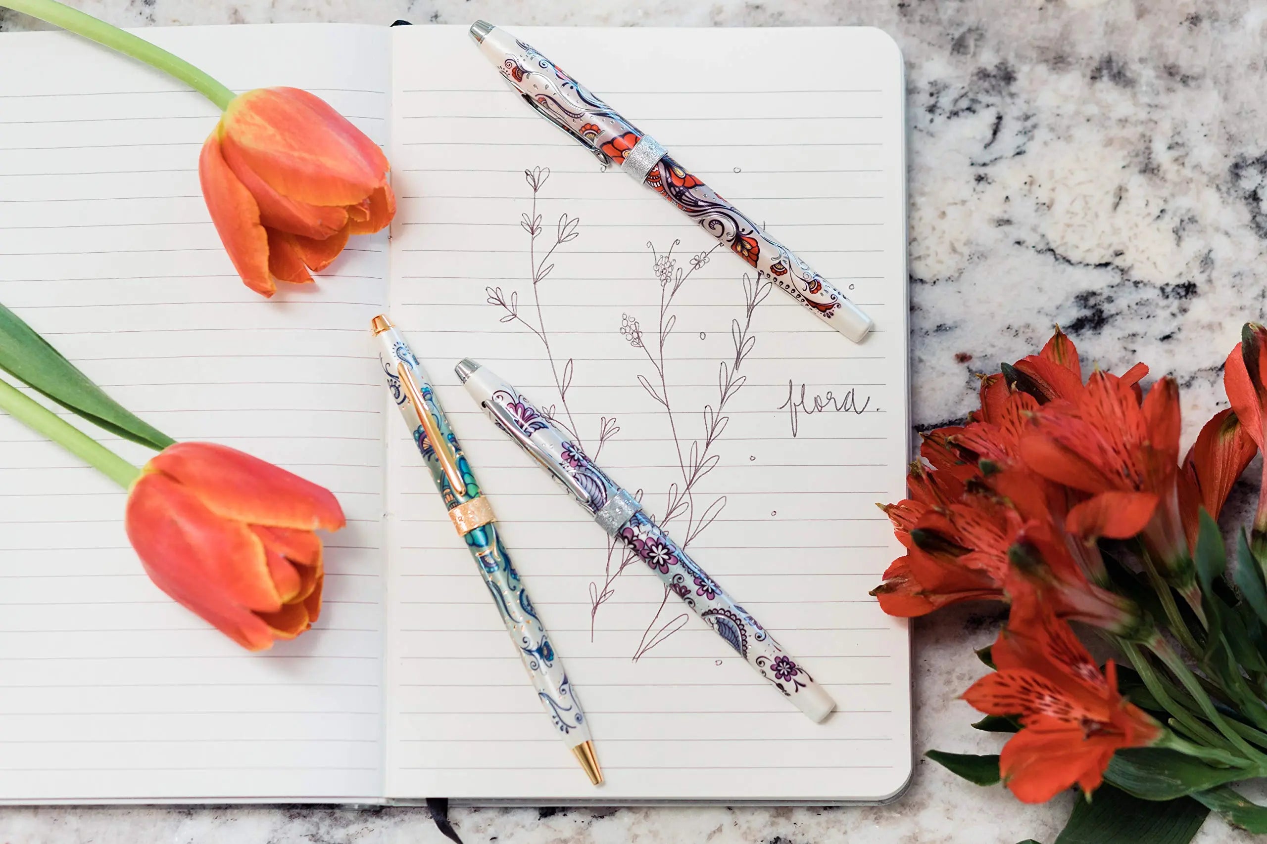 Cross Botanica Refillable Fountain Pen, Fine Nib, Includes Premium Gift Box - Purple Orchid Cross