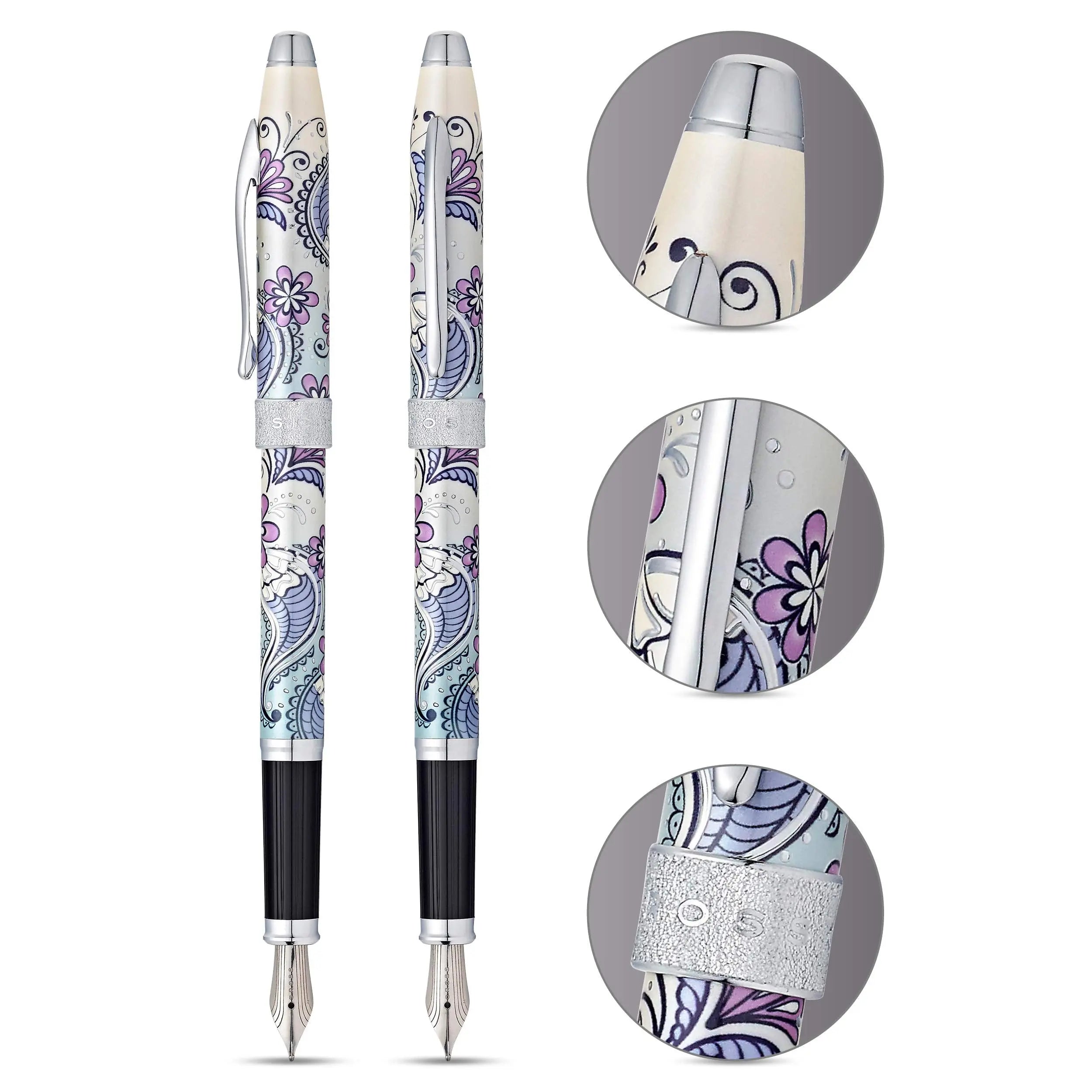 Cross Botanica Refillable Fountain Pen, Medium Nib, Includes Premium Gift Box - Purple Orchid Cross