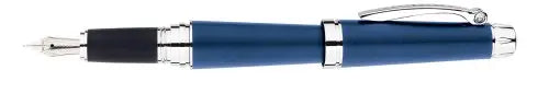 Cross C-Series Monaco Blue Fountain Pen with Rhodium Plated Solid 18kt Gold Nib - Fine (AT0396-5FD) - crosspenmall.com