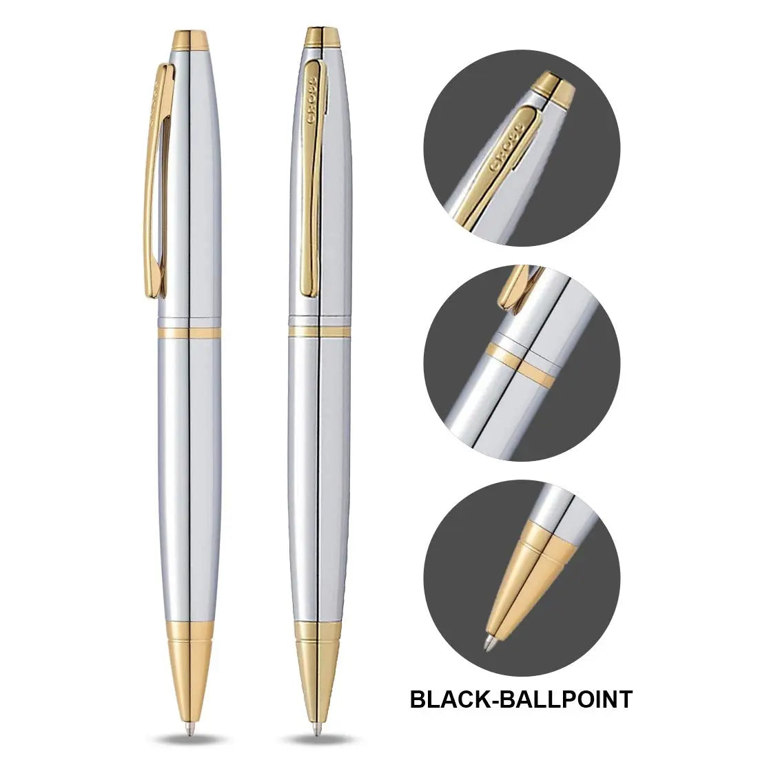 Cross Calais Ballpoint Pen Chrome and Gold Trim - crosspenmall.com