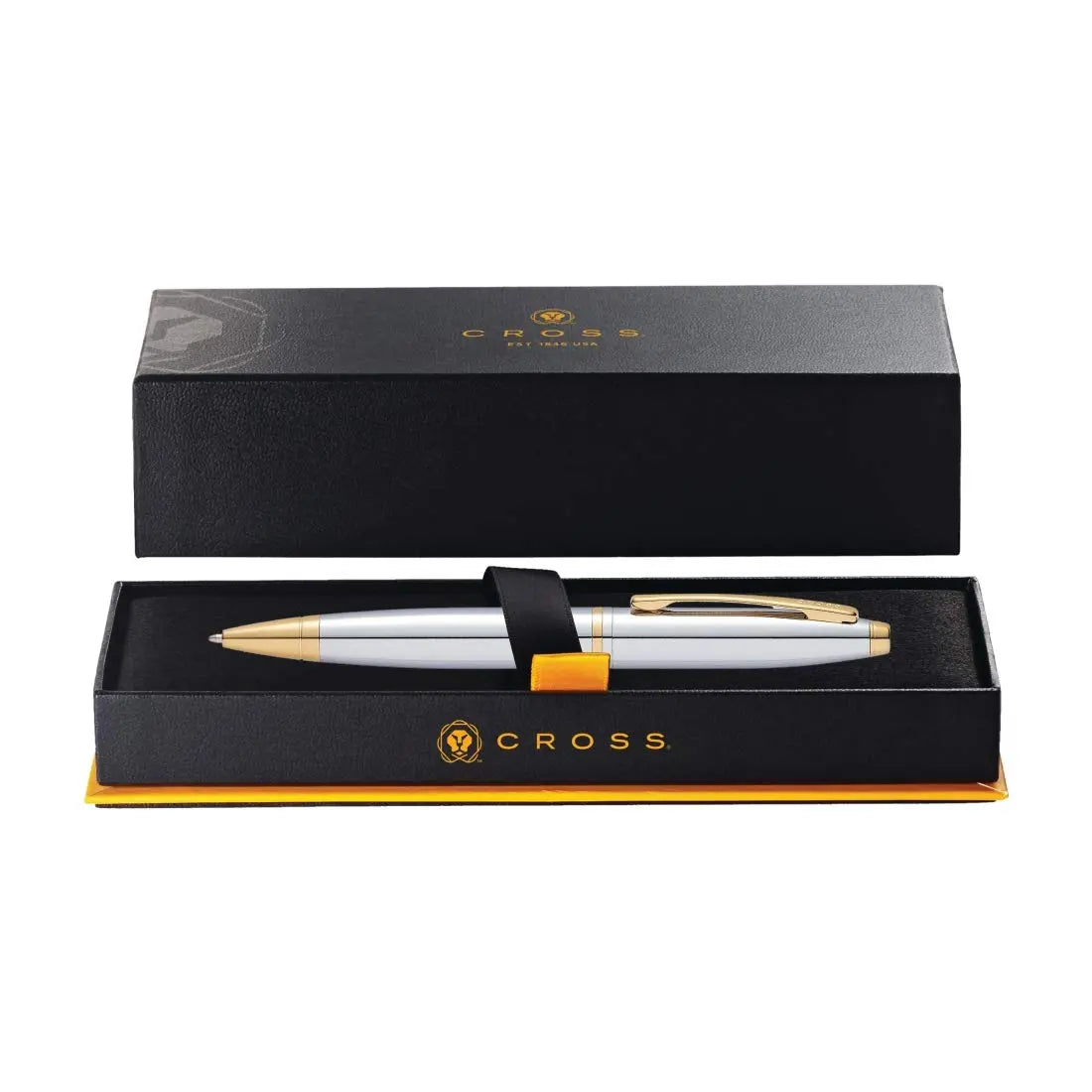 Cross Calais Ballpoint Pen Chrome and Gold Trim - crosspenmall.com