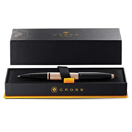 Cross Calais Brushed Rose Gold Plate and Black Lacquer Rollerball Pen Cross