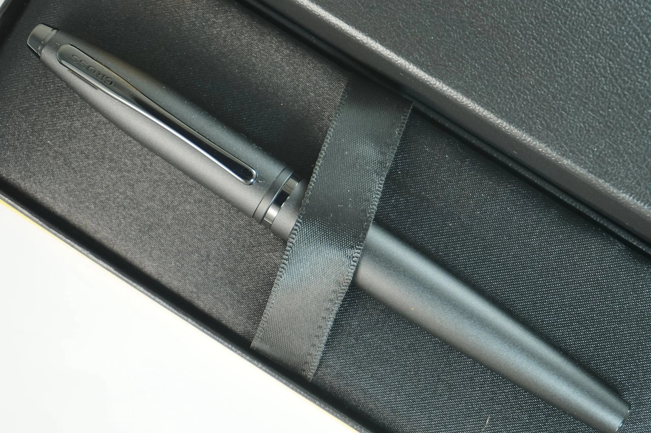 Cross Calais Limited Collection Matte Black Barrel and PVD Appointments signature mid Band, Medium nib Fountain Pen - crosspenmall.com