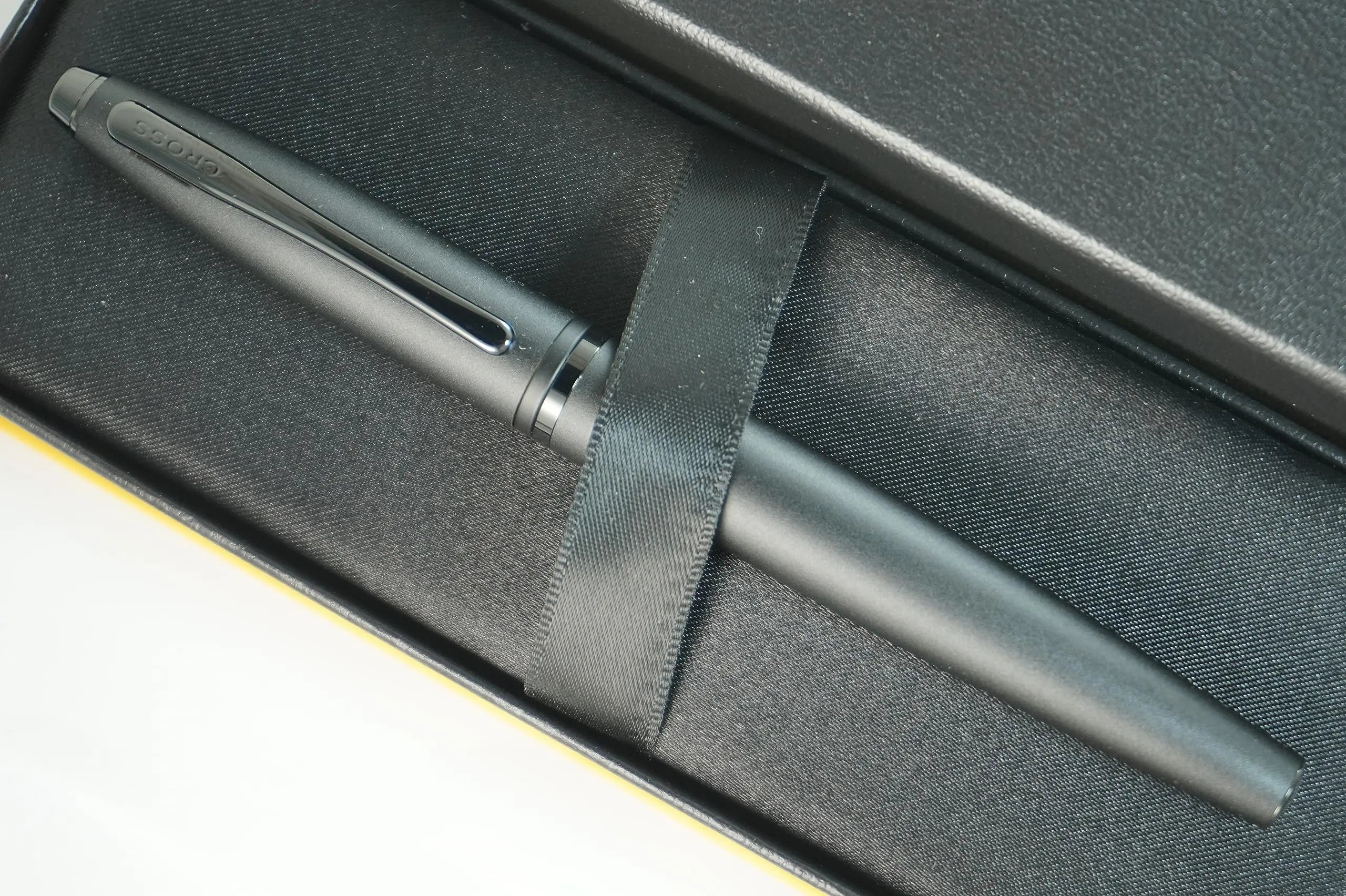 Cross Calais Limited Collection Matte Black Barrel and PVD Appointments signature mid Band, Medium nib Fountain Pen - crosspenmall.com
