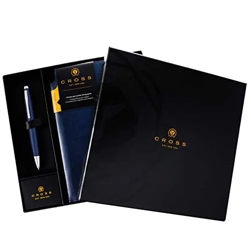 Cross Calais Matte Metallic Midnight Blue Ballpoint Pen with Medium Midnight Blue Journal Cross