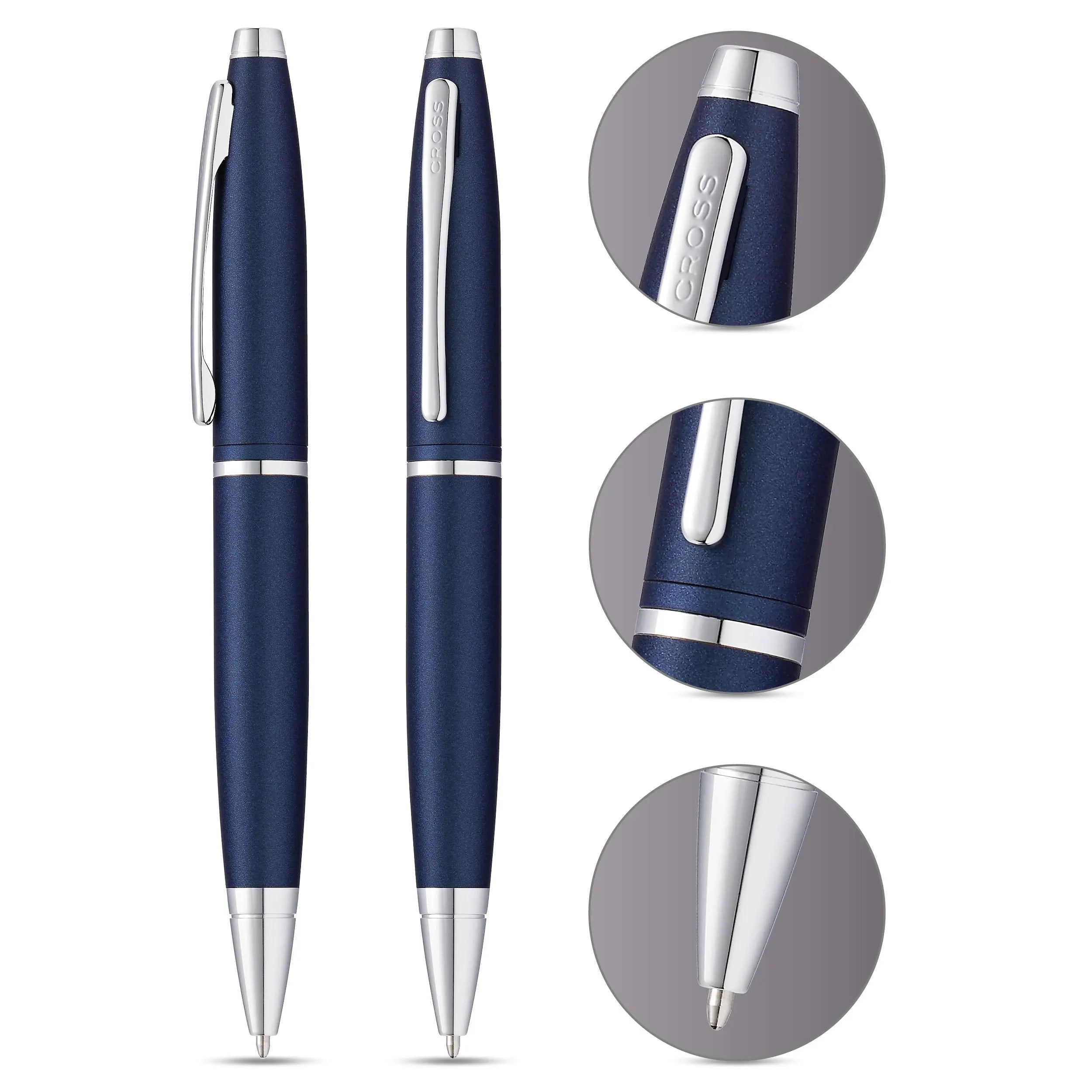 Cross Calais Refillable Ballpoint Pen, Medium Ballpen, Includes Premium Gift Box - Matte Metallic Blue Cross