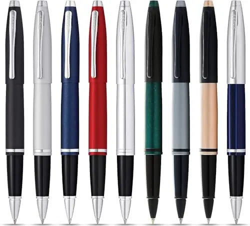 Cross Calais Refillable Gel Ink Rollerball Pen, Medium Rollerball, Includes Premium Gift Box - Chrome/Blue - crosspenmall.com