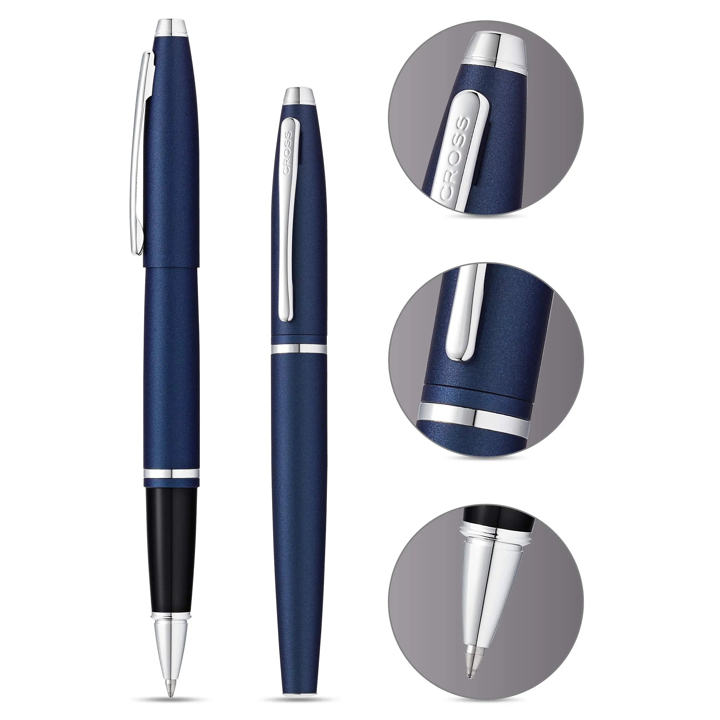 Cross Calais Refillable Gel Ink Rollerball Pen, Medium Rollerball, Includes Premium Gift Box - Matte Metallic Blue - crosspenmall.com