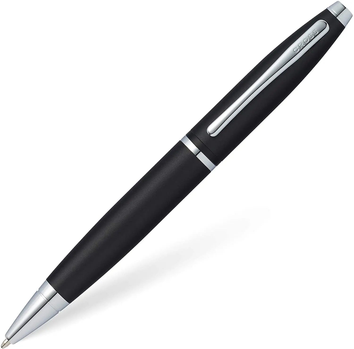 Cross Calais Satin Black barrel signature mid Band and polished Appointment Ballpoint Pen and Bonus Black refill Cross