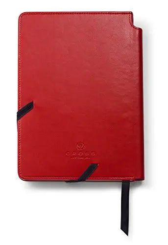Cross Calais Satin Chrome Refillable Ballpoint Pen and Medium Lined Journal Gift Set, Includes Premium Gift Box - Crimson Red Cross