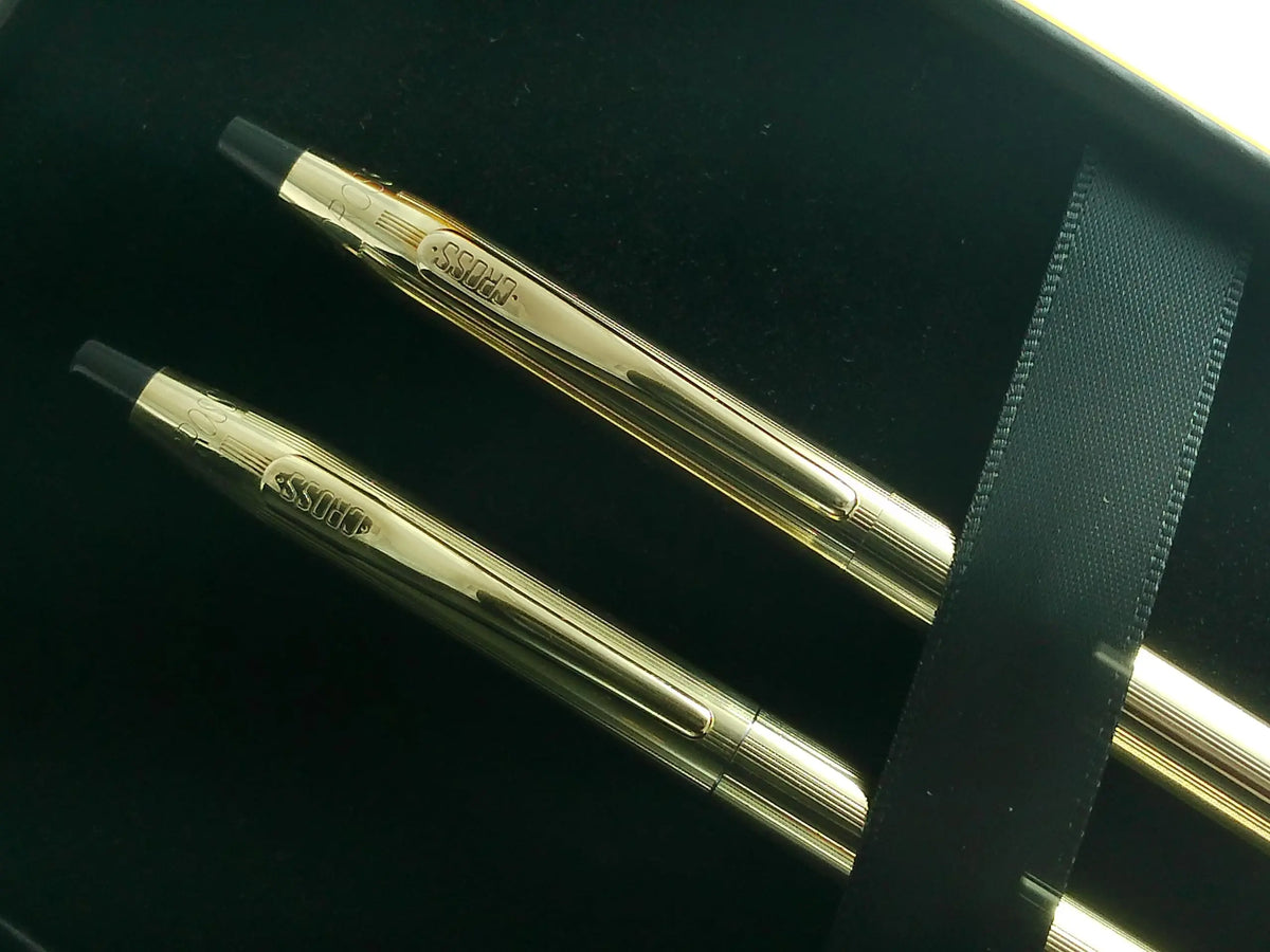 Cross Century Classic Ballpoint Pen and 0.9MM Pencil Set, 10KT Gold Rolled/Filled, Made in the USA cross