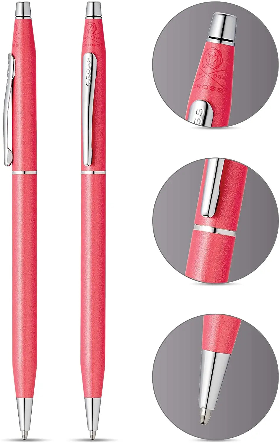 Cross Century Classic Limited Collection slim Cross silhouette finished in coral pearlescent lacquer with polished chrome appointments Ballpoint Pen - crosspenmall.com