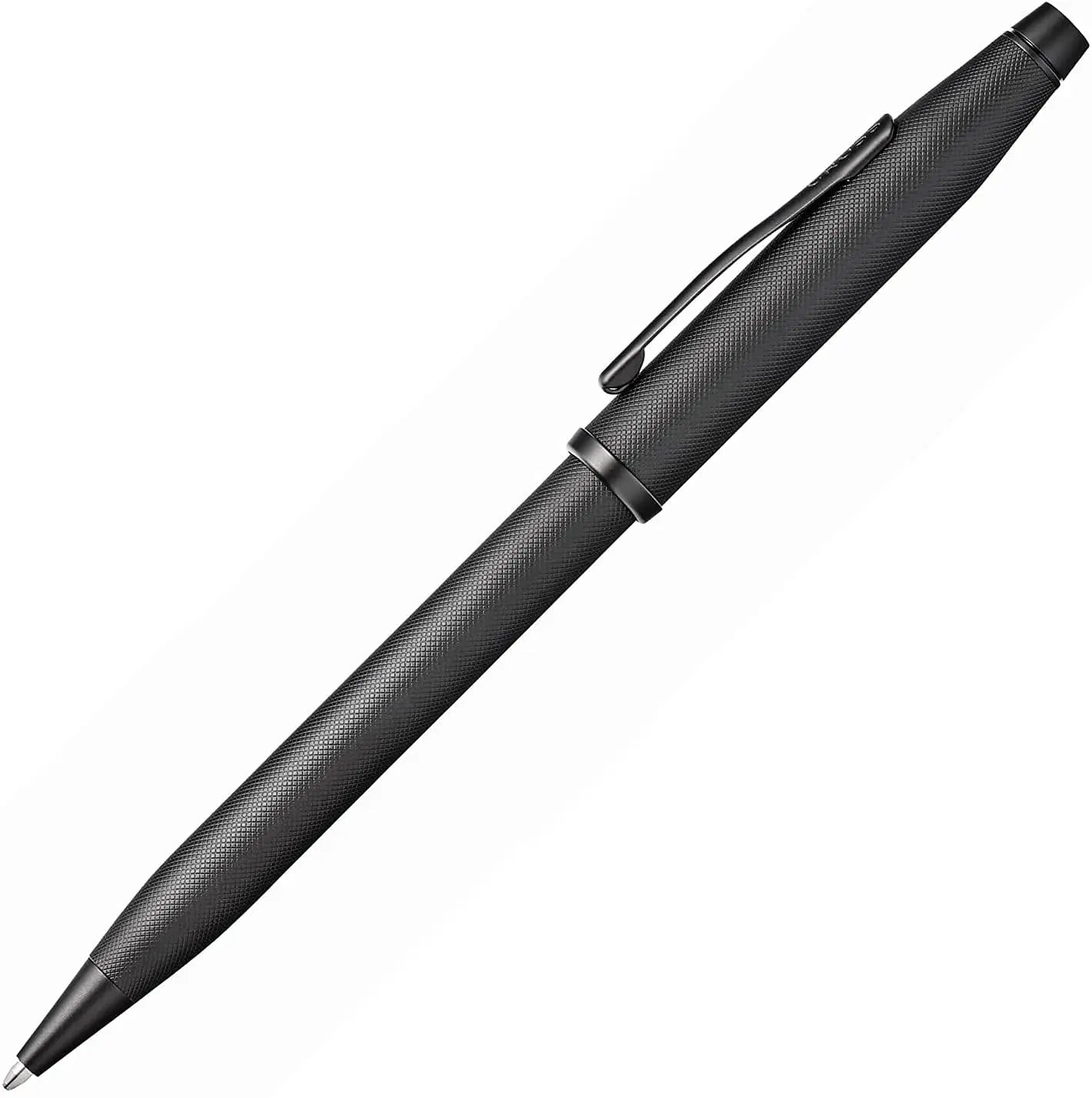 Cross Century II Ballpoint Pen with Modern Sandblasted Monochromatic black micro-knurl texture Barrel and Matte black PVD appointments Cross