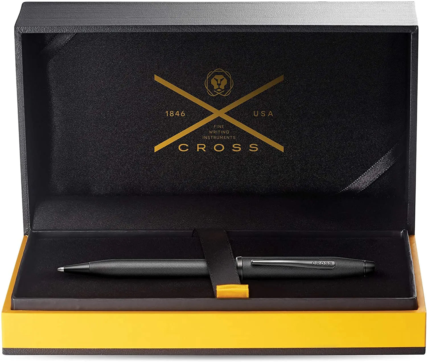 Cross Century II Ballpoint Pen with Modern Sandblasted Monochromatic black micro-knurl texture Barrel and Matte black PVD appointments Cross