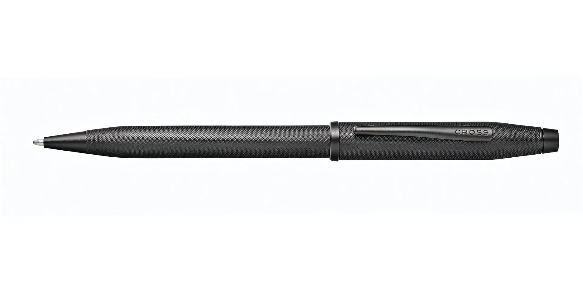 Cross Century II Ballpoint Pen with Modern Sandblasted Monochromatic black micro-knurl texture Barrel and Matte black PVD appointments Cross
