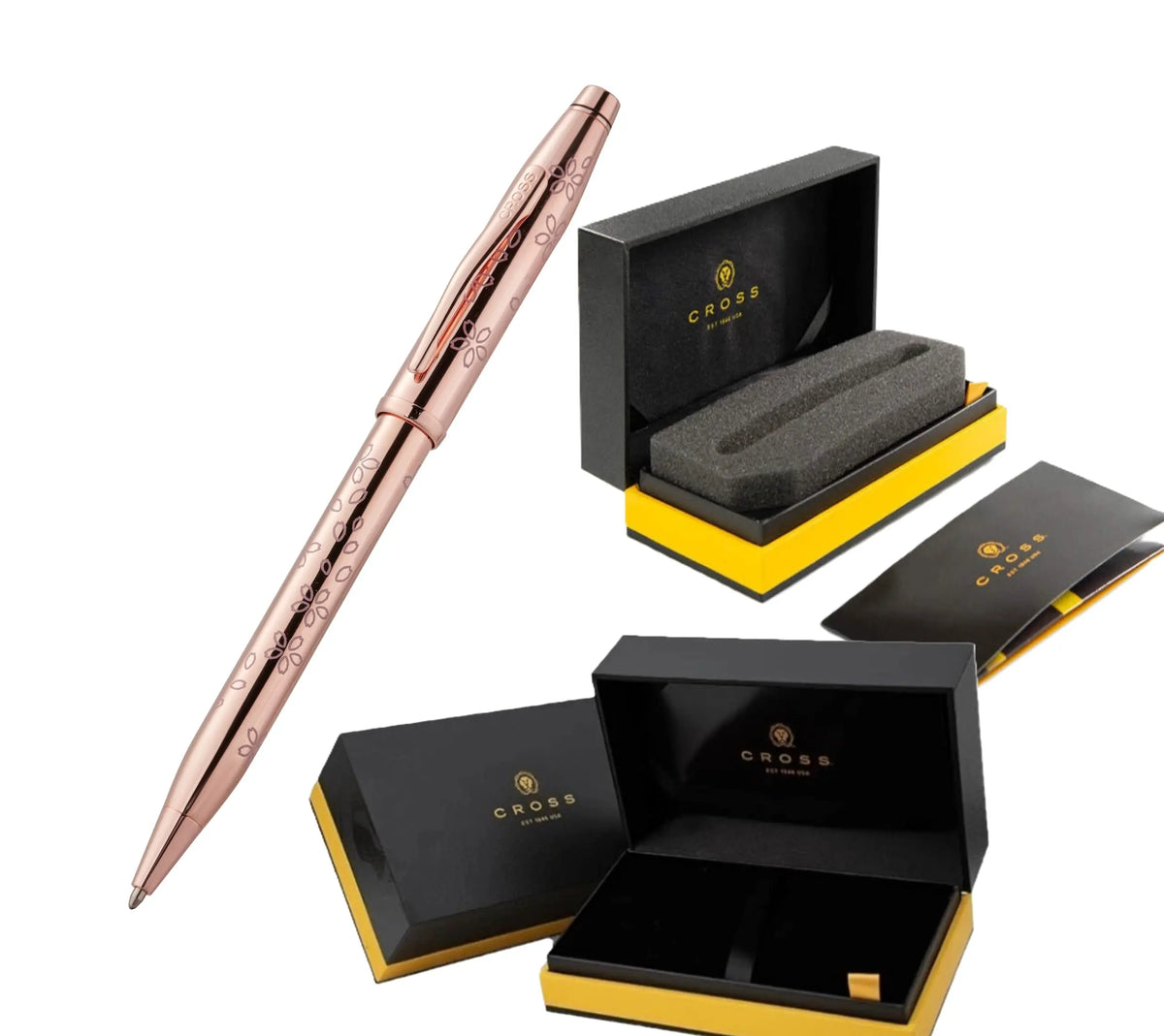 Cross Century II Cherry Blossom Rose Gold Ballpoint Pen with Polished Rose Gold Plated Trim cross