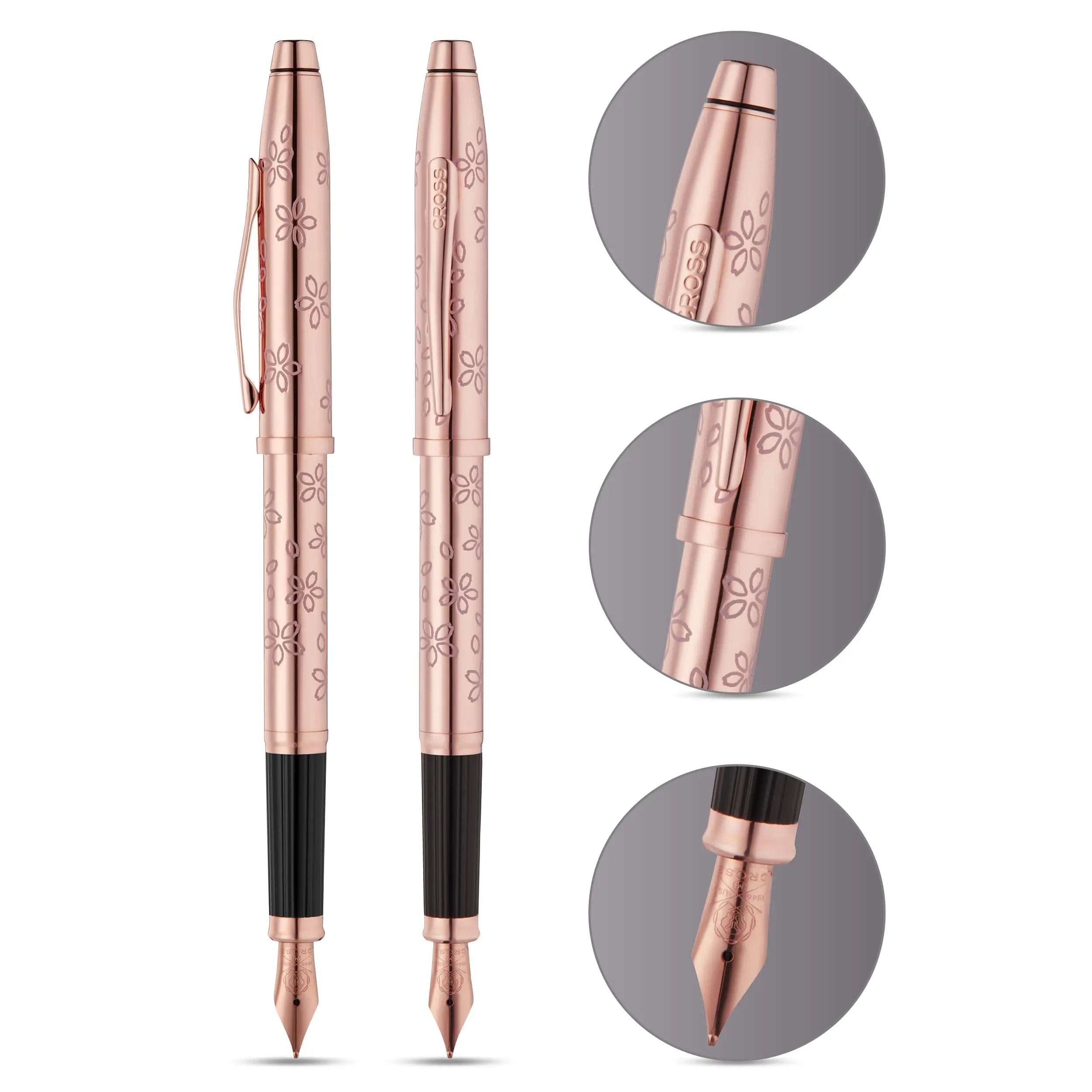 Cross Century II Cherry Blossom Rose Gold Plated with Polished Rose Gold Trim Fountain Pen – Medium Nib Cross