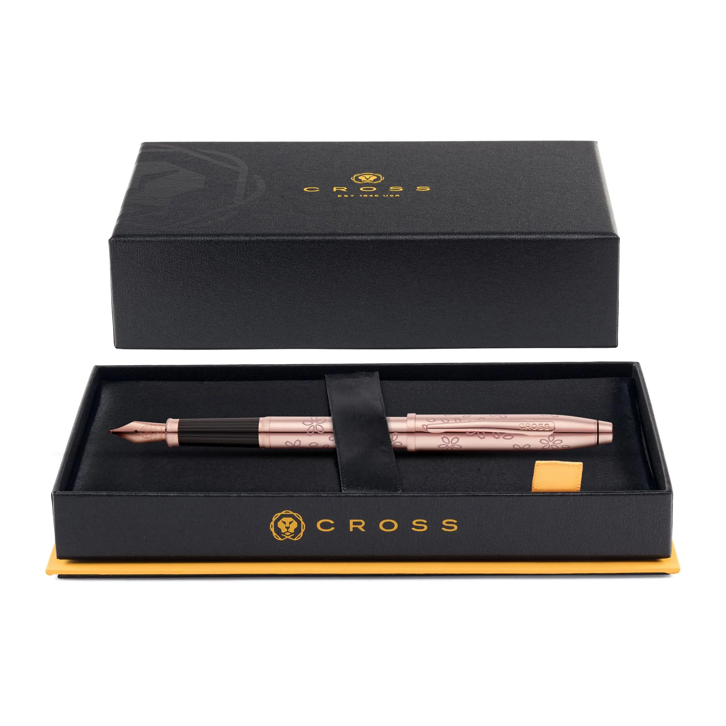 Cross Century II Cherry Blossom Rose Gold Plated with Polished Rose Gold Trim Fountain Pen – Medium Nib Cross