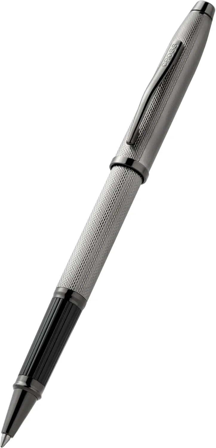 Cross Century II Polished Slate Gray Engraved Diamond Pattern with PVD Rollerball Pen - Professional Pen - Smooth Writing - Comfortable Grip - Black Ink - Durable Construction, Luxury gift Box cross