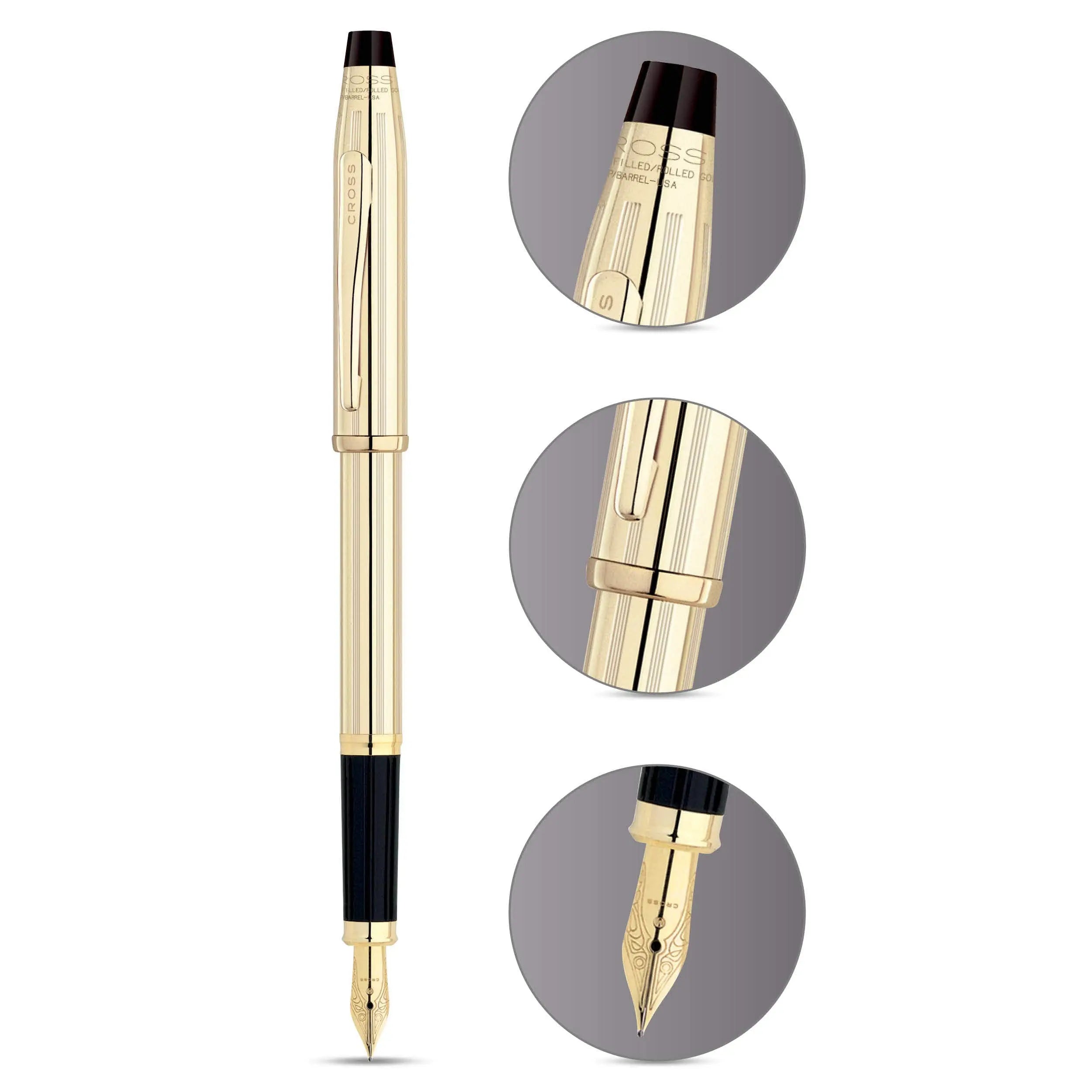 Cross Century II Refillable Fountain Pen, Medium 18 Carat Gold Nib, Includes Luxury Gift Box - 10 Carat Gold-Filled Cross
