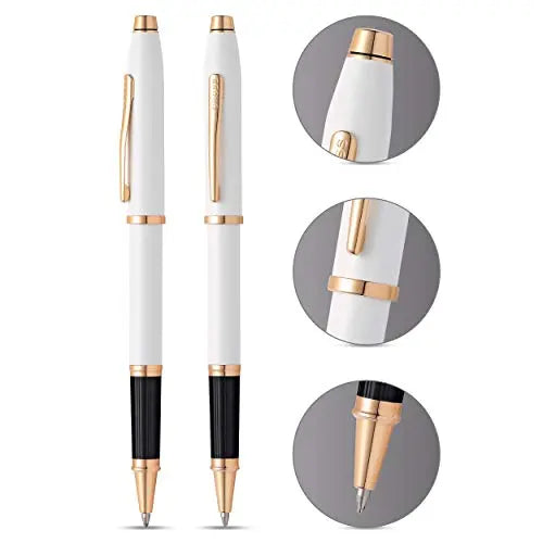 Cross Century II Refillable Gel Ink Rollerball Pen, Fine Rollerball, Includes Luxury Gift Box - Pearlescent White Lacquer Cross