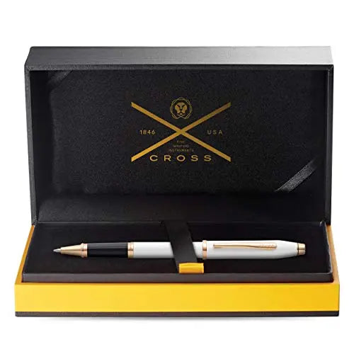 Cross Century II Refillable Gel Ink Rollerball Pen, Fine Rollerball, Includes Luxury Gift Box - Pearlescent White Lacquer Cross