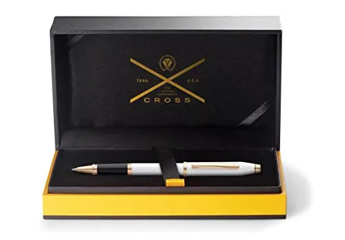 Cross Century II Refillable Gel Ink Rollerball Pen, Fine Rollerball, Includes Luxury Gift Box - Pearlescent White Lacquer Cross