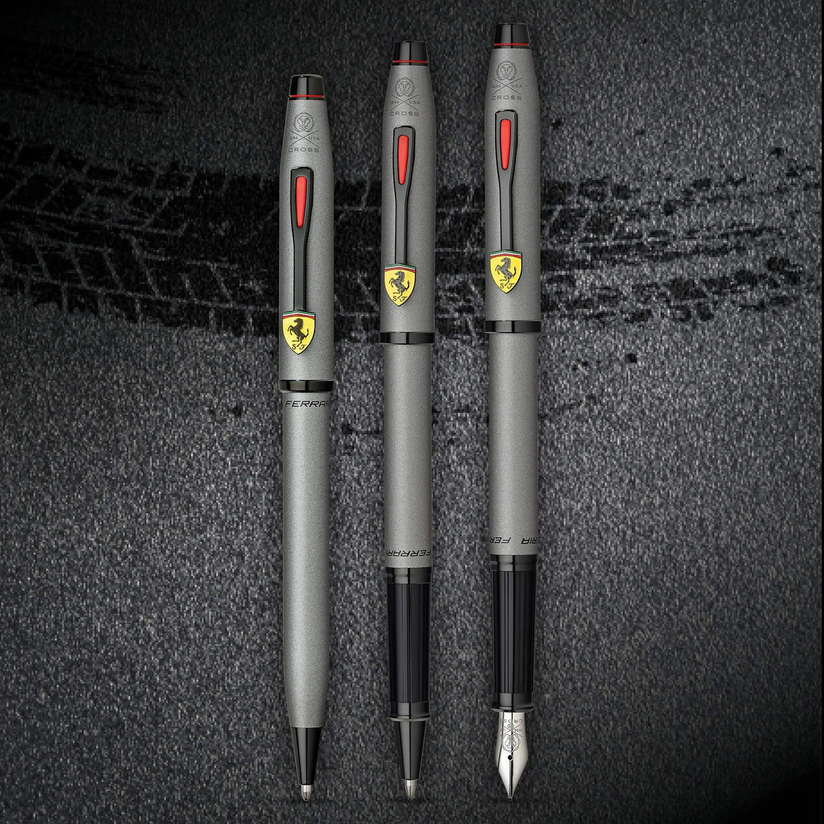 Cross Century II Scuderia Ferrari Fountain Pen, Fine Nib, Includes Luxury Gift Box - Titanium Grey Satin Lacquer cross