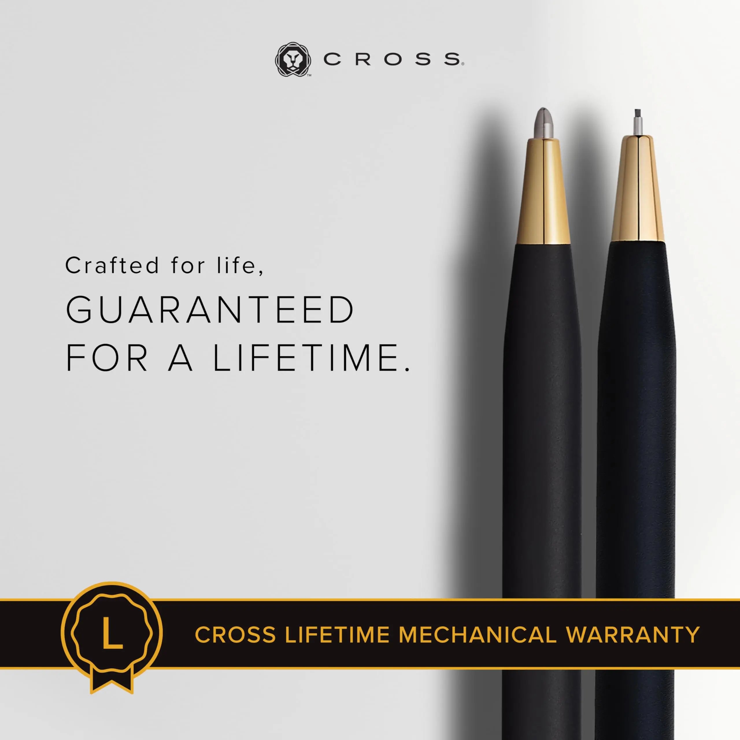 Cross Century, Black, Ballpoint Pen and 0.7mm Pencil Set, with 23 Karat Gold Plated Appointments (250105WG) Cross