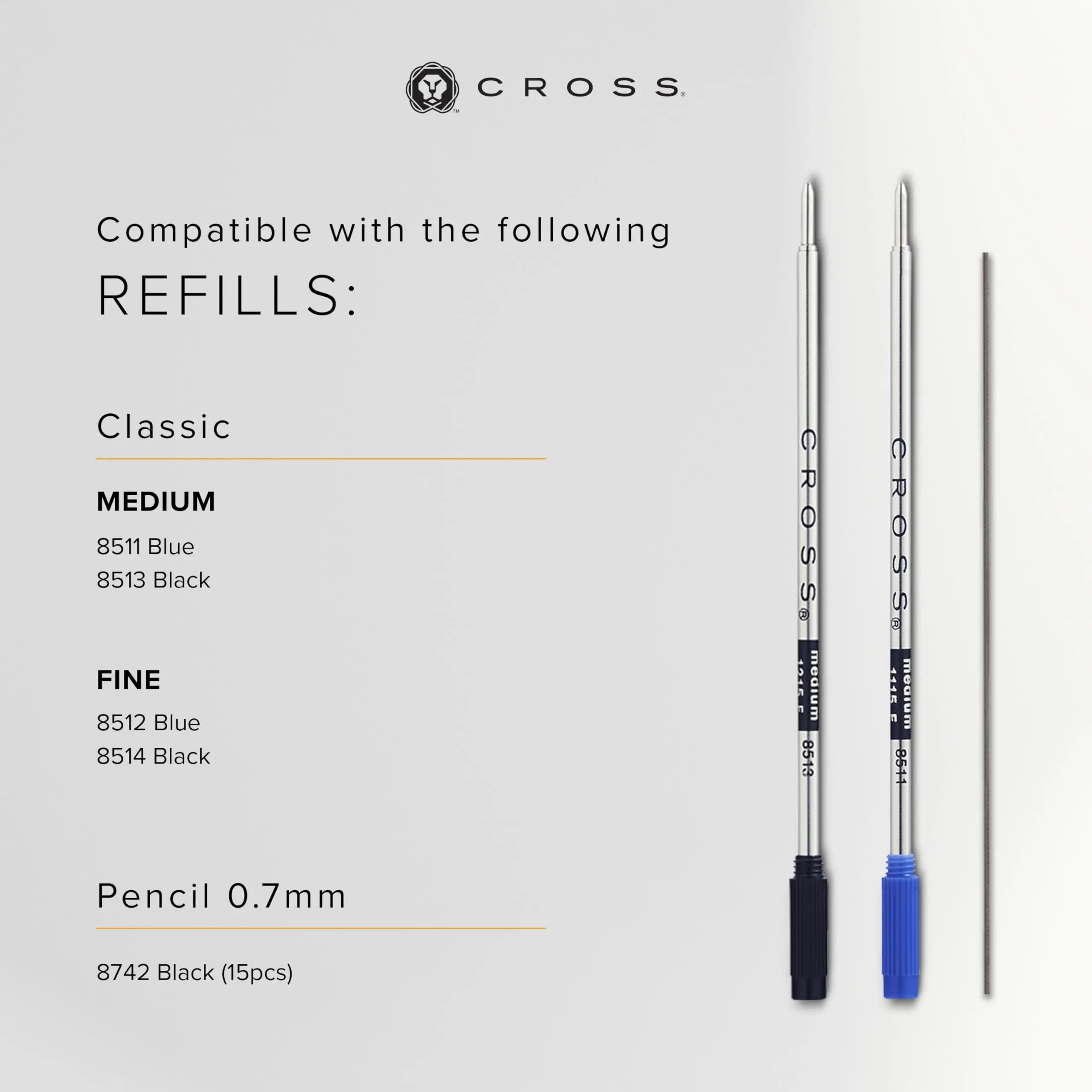 Cross Century, Black, Ballpoint Pen and 0.7mm Pencil Set, with 23 Karat Gold Plated Appointments (250105WG) Cross