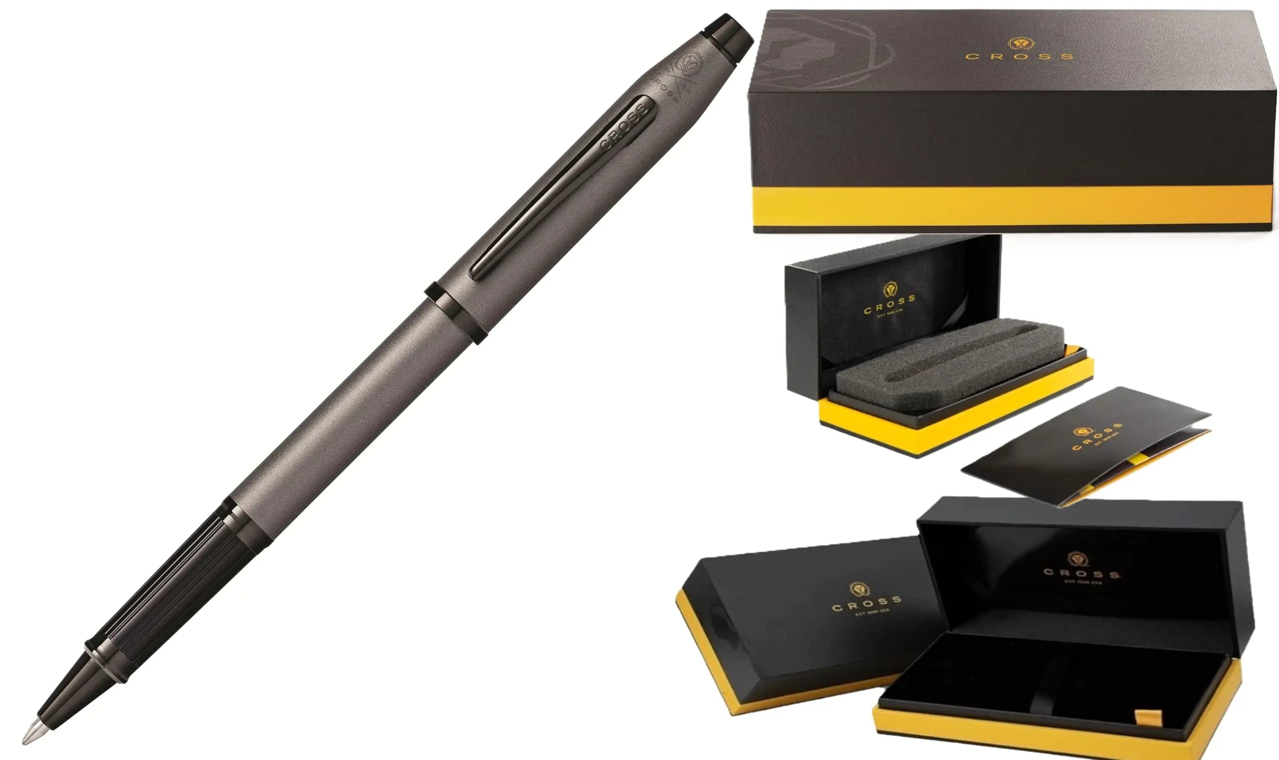 Cross Century® II Gunmetal Gray with Contrasting PVD Black Appointments Selectip Rollerball Pen - Smooth Writing - Comfortable Grip - Black Ink - Durable Construction in Luxury Corporate Gift Box Cross