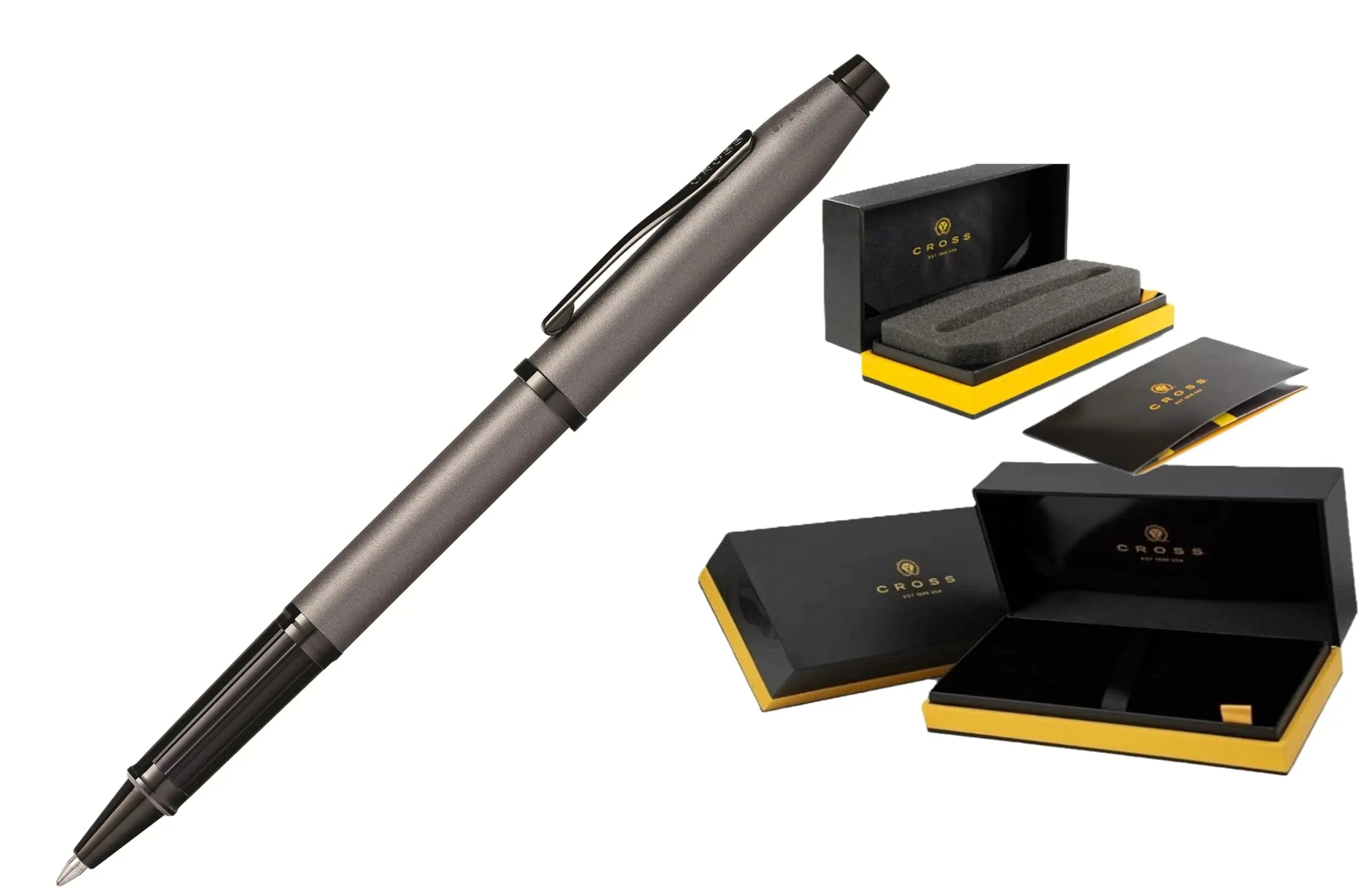 Cross Century® II Gunmetal Gray with Contrasting PVD Black Appointments Selectip Rollerball Pen - Smooth Writing - Comfortable Grip - Black Ink - Durable Construction in Luxury Corporate Gift Box Cross