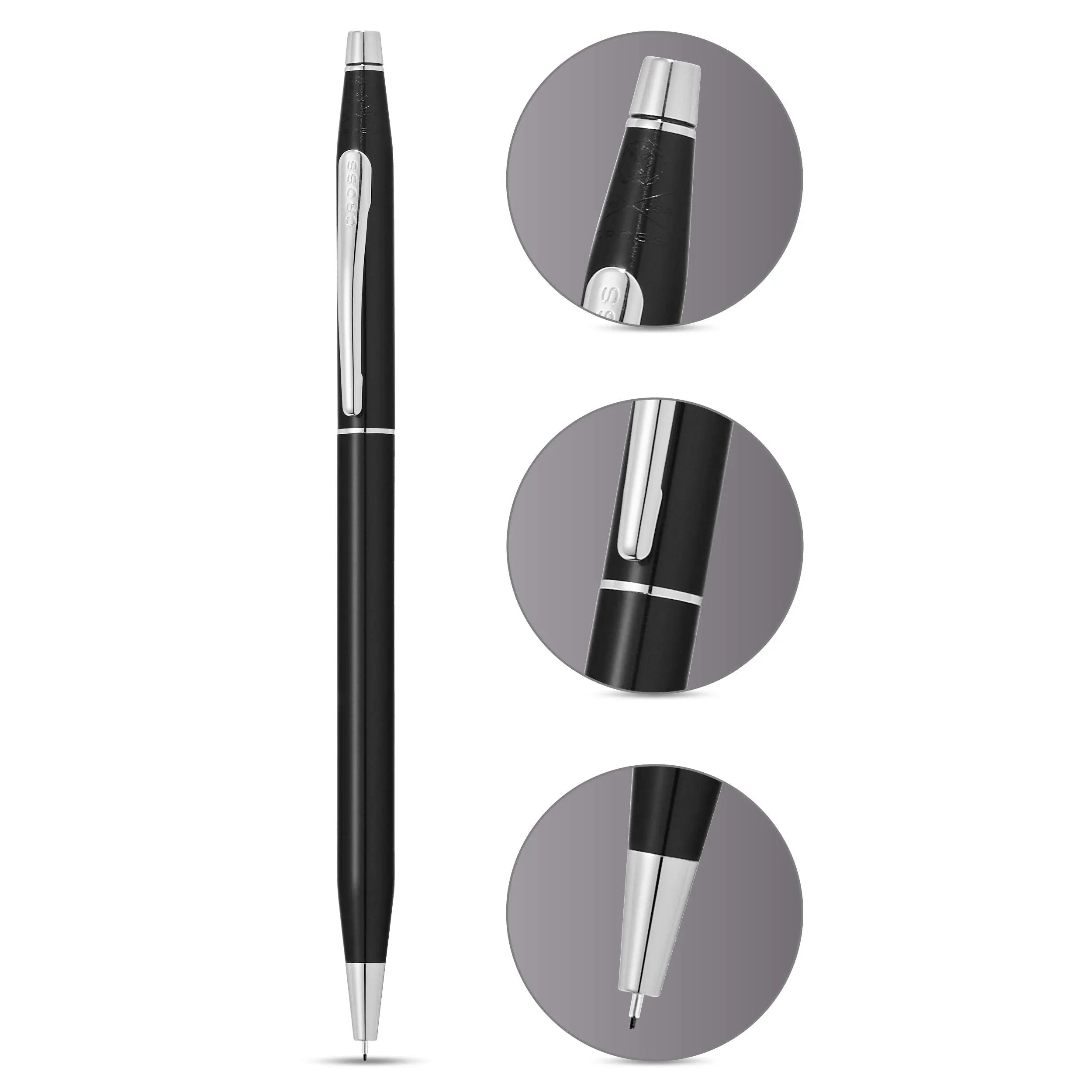 Cross Classic Century Black Lacquer 0.7mm Pencil with Chrome Appointments Cross
