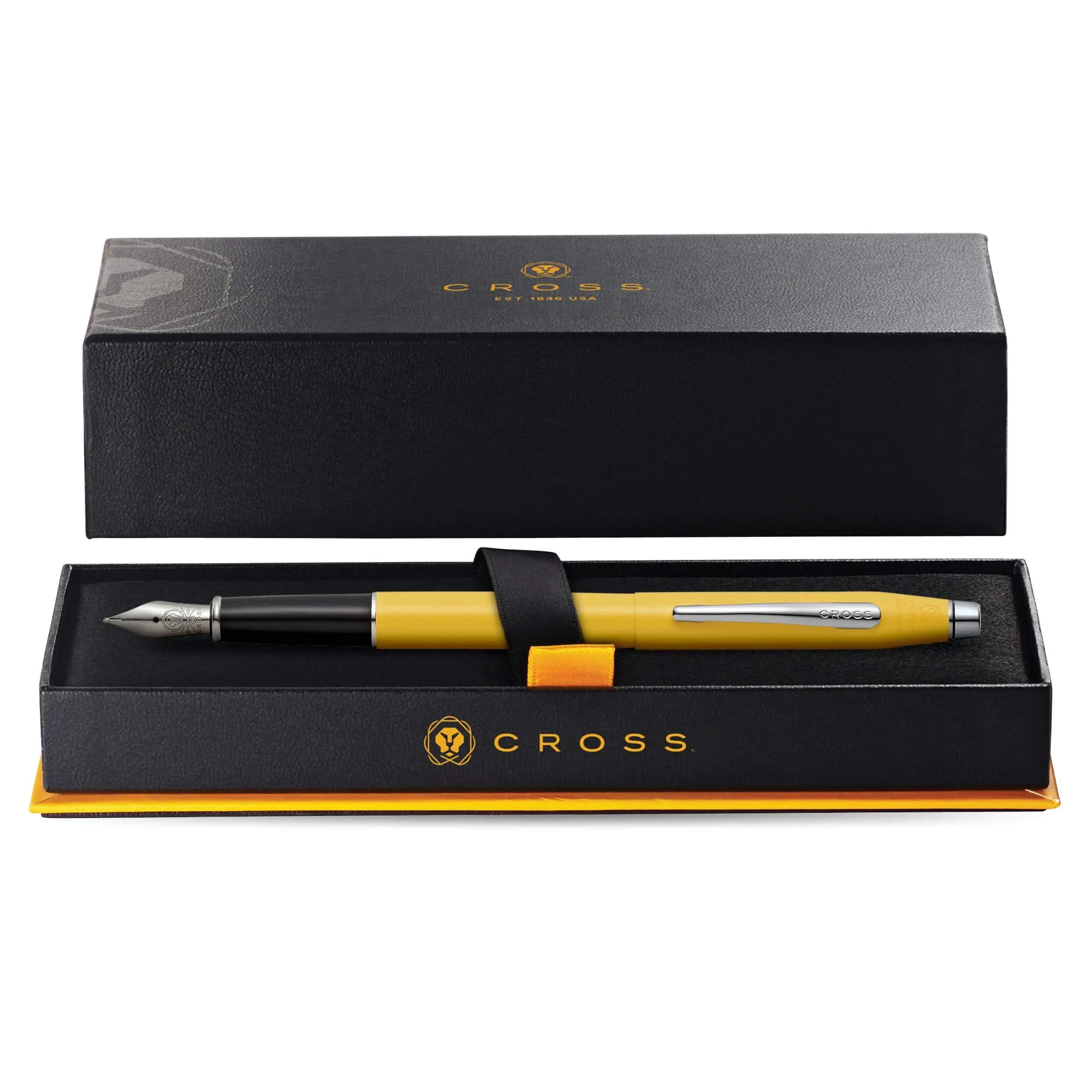 Cross Classic Century Refillable Fountain Pen, Medium Nib, Includes Premium Gift Box - Sunrise Yellow Pearlescent Lacquer - crosspenmall.com