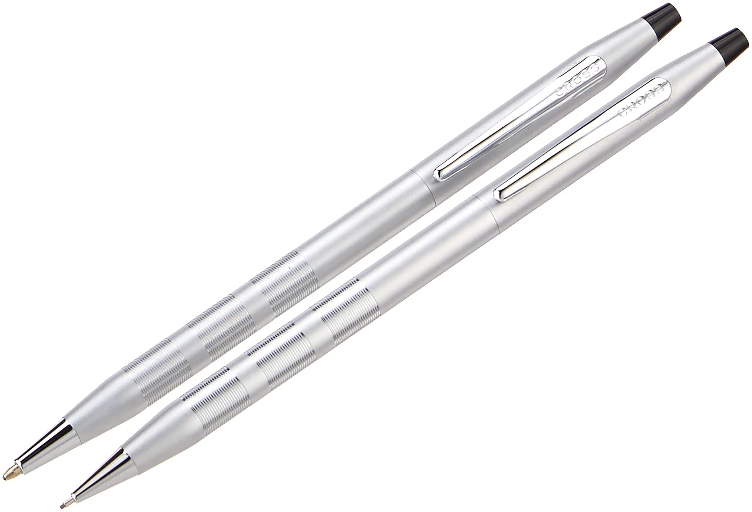 Cross Classic Century Refillable Medium Ballpoint Pen and 0.5mm Pencil Set, Includes Premium Gift Box - Satin Chrome - crosspenmall.com