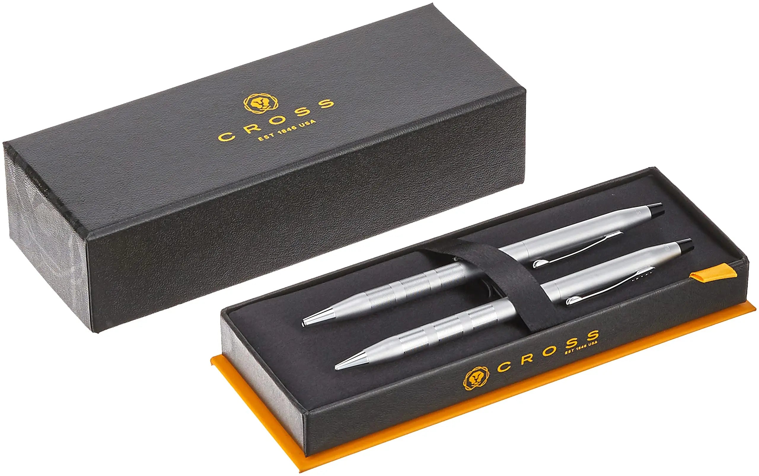 Cross Classic Century Refillable Medium Ballpoint Pen and 0.5mm Pencil Set, Includes Premium Gift Box - Satin Chrome - crosspenmall.com