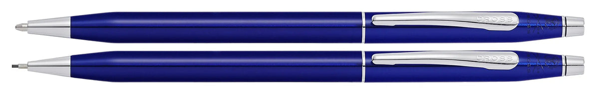 Cross Classic Century Refillable Medium Ballpoint Pen and 0.7mm Pencil Set, Includes Premium Gift Box - Translucent Blue Lacquer cross