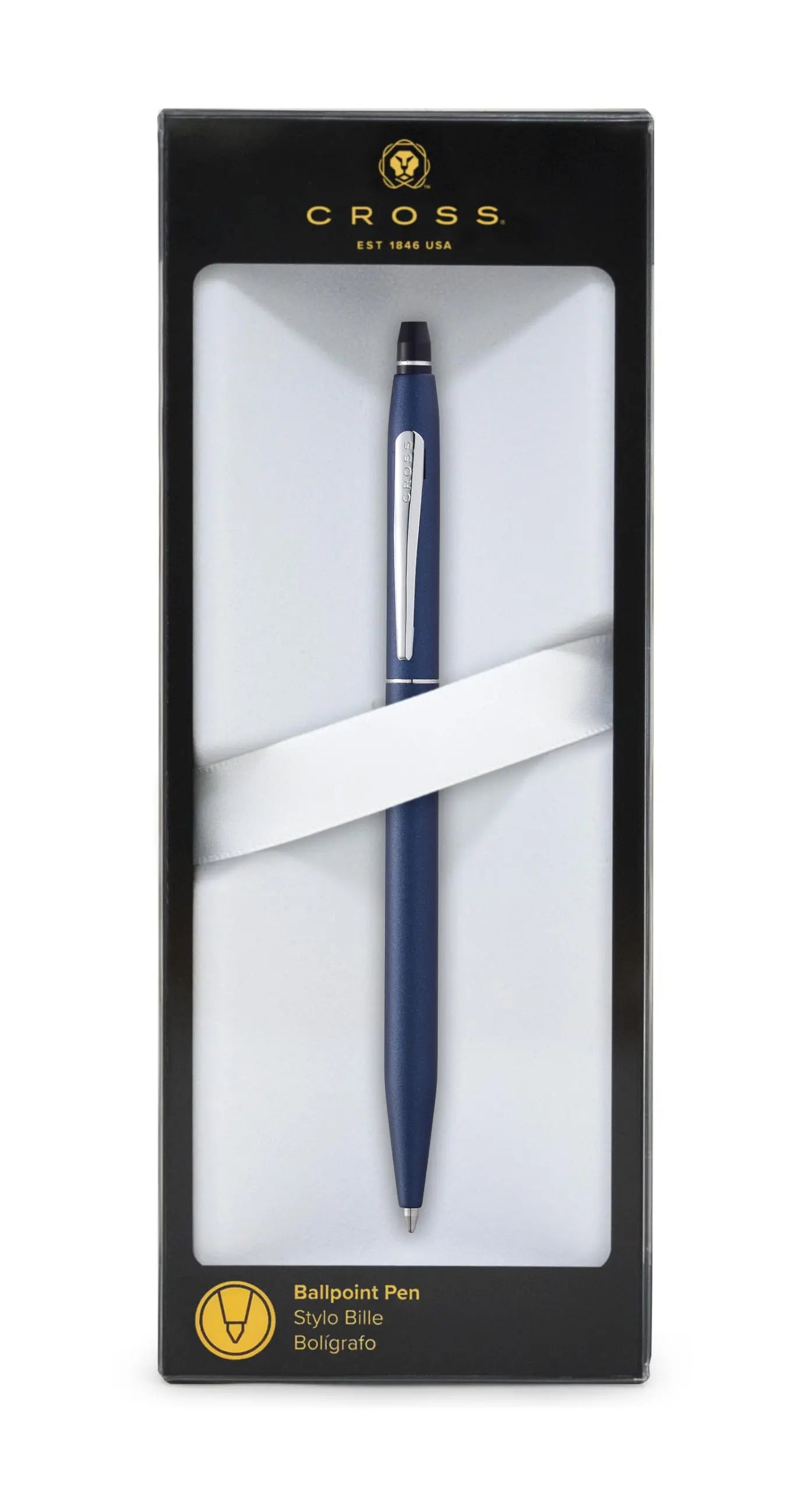 Cross Click Blue Lacquer Ballpoint Pen with Chrome Appointments and Bonus Slim Gel Refill Cross
