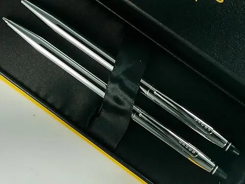 Cross Click Polished Chrome Refillable Ballpoint Pen and 0.5MM Mechanical Pencil Set in in Premium gift box Cross