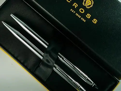 Cross Click Polished Chrome Refillable Ballpoint Pen and 0.5MM Mechanical Pencil Set in in Premium gift box Cross