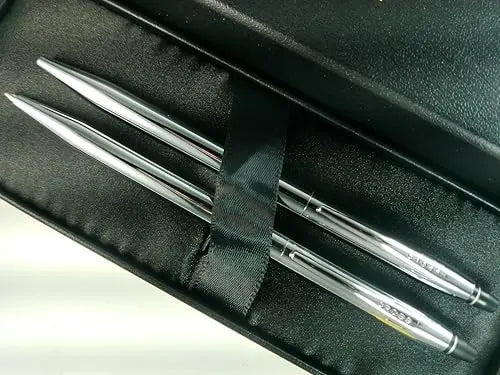 Cross Click Polished Chrome Refillable Ballpoint Pen and 0.5MM Mechanical Pencil Set in in Premium gift box Cross
