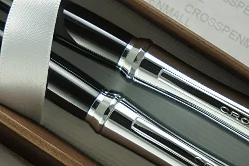 Cross Compact Parasole Curves Tuxedo Black Lacquer and Extremely Polished Chrome Appointment Ballpoint Pen and 0.9MM with Continuous Twist Technology Pencil Set Cross