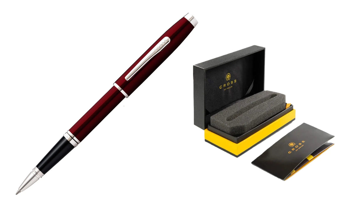 Cross Coventry Red Rollerball Pen with Rich Sheen and polished contrasting appointments in Luxury Gift Box cross