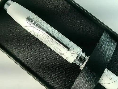 Cross Coventry Year of the Snake Pearl White Lacquer Fountain Pen, Engraved Snake Design Cap and Barrel Cross