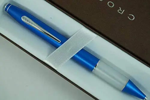 Cross Easy Writer with soft, yielding grip for Stressless Writing experience,Contrasting Silver and Metallic Blue Barrel, medium Ballpoint Pen - crosspenmall.com