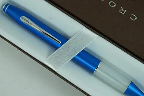 Cross Easy Writer with soft, yielding grip for Stressless Writing experience,Contrasting Silver and Metallic Blue Barrel, medium Ballpoint Pen - crosspenmall.com