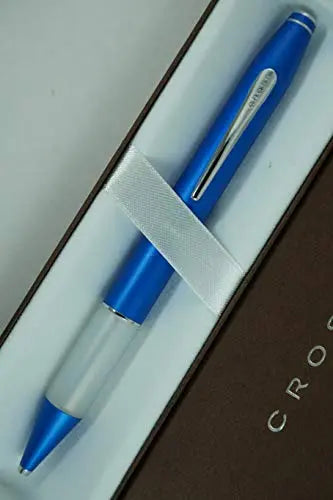 Cross Easy Writer with soft, yielding grip for Stressless Writing experience,Contrasting Silver and Metallic Blue Barrel, medium Ballpoint Pen - crosspenmall.com